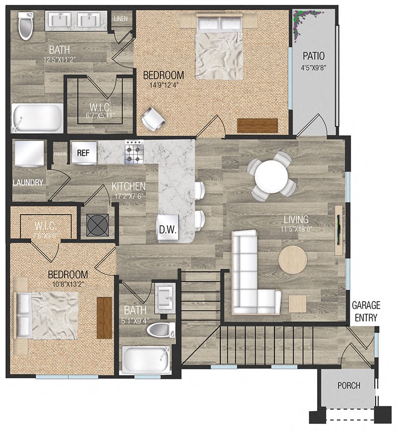 Two bedroom floor plan